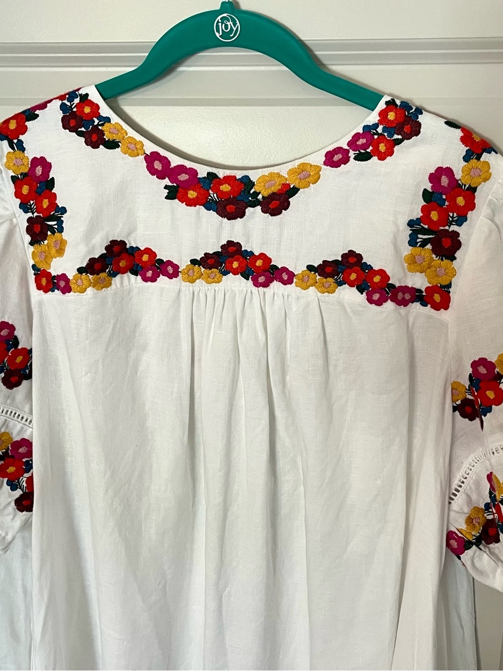 Boden White Floral Embroidered Dress Size 16/18 Cottagecore Boho - Picture 2 of 3